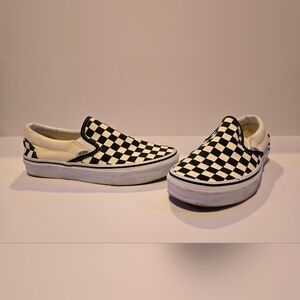Womens size 7.5 slide on Vans. Checkerboard. Great condition.